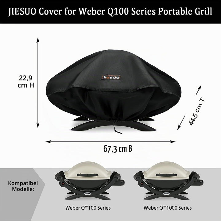 7111 Grill Abdeckhaube für Weber Q1200, Q1000 und Q100 Serie Grillabdeckung Wetterfest, Q100