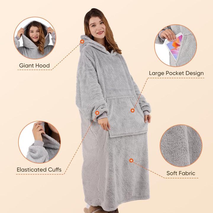 Qutool Hoodie Decke mit Ärmeln und Kuscheldecke, Weich Warm Tragbare zum Anziehen für Erwachsene, Ku
