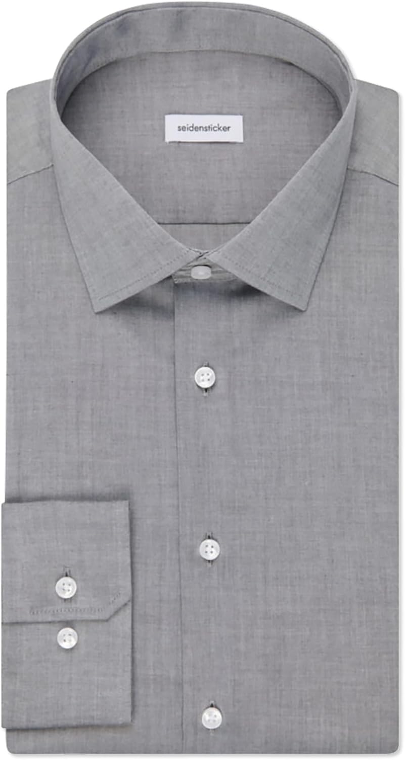 Seidensticker Herren Slim Fit Bügelfrei Business Kent Langarm Businesshemd 42 Dunkelgrau, 42 Dunkelg