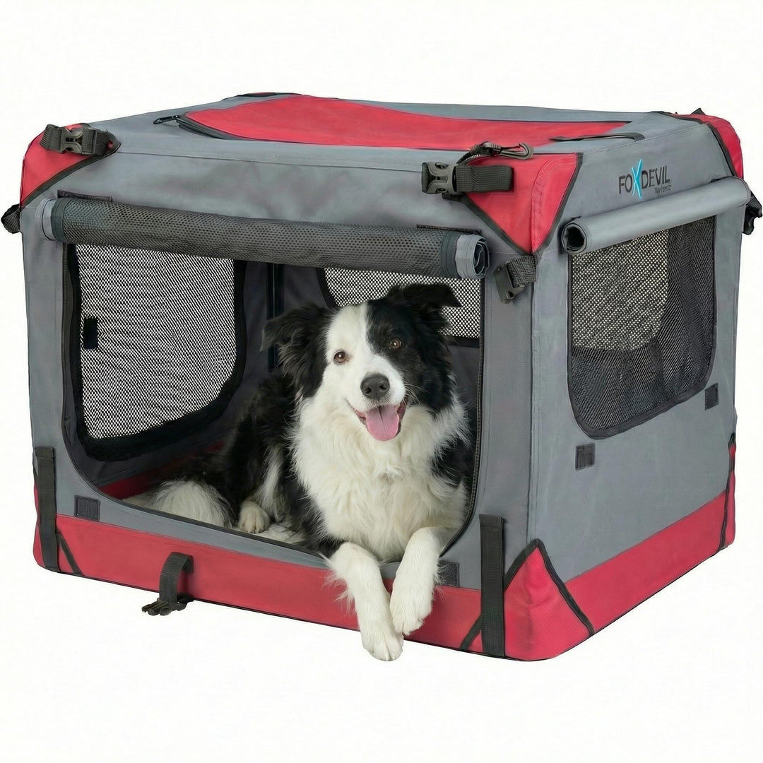 Foxdevil by xonic® Faltbare Hundebox/Katzenbox für kleine, mittelgrosse und grosse Tiere - Hundetran