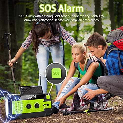 Solarbetriebenes Notfall-Kurbelradio mit AM/FM, 4000mAh wiederaufladbarer Batterie, LED-Taschenlampe