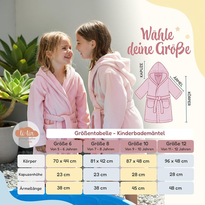 Ti TIN Besuchen Sie den Shop Kinder-Bademantel für Jungen oder Mädchen mit Kapuze und Seitentaschen,
