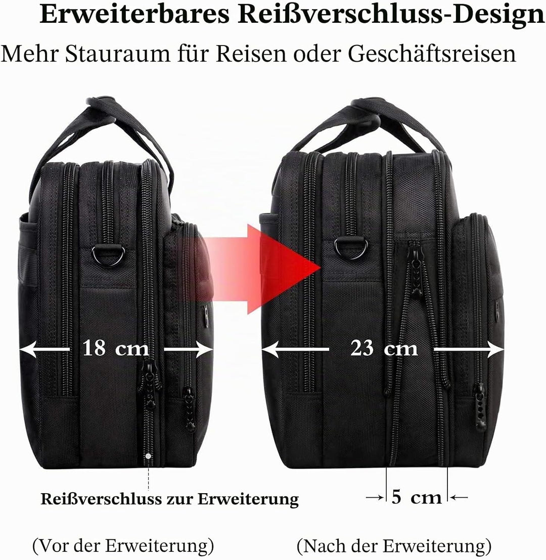 Mancro Aktentasche Herren Damen, 17 Zoll Business Laptoptasche Gross, wasserdichte Umhängetasche Mes