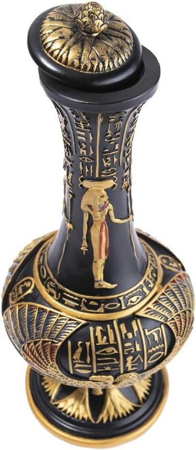 lachineuse - Ägyptische Vase, Göttin Isis 33 cm – Dekorative Vase Schwarz & Gold – Dekoration für de