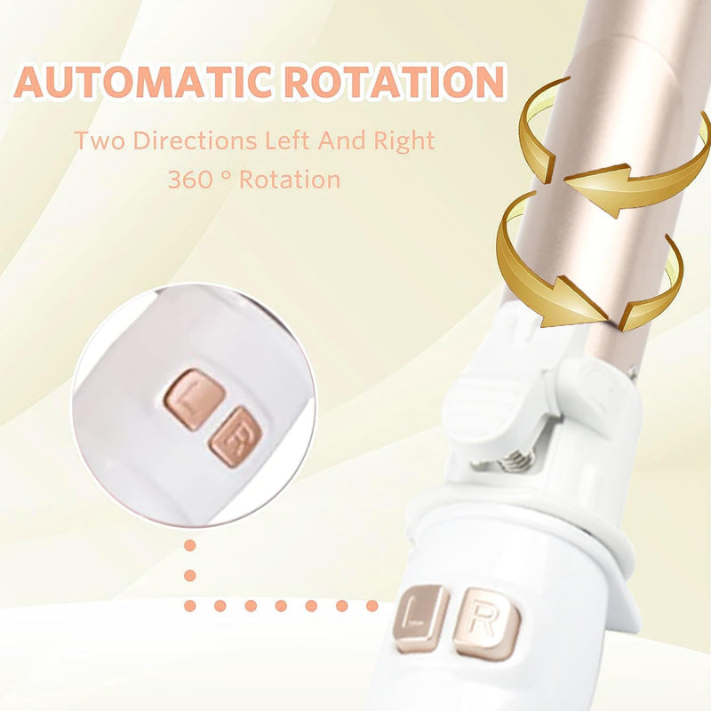 Automatischer Lockenstab, Aibeau Rotierender Lockenstab 28mm lockenstäbe Mit Temperatureinstellung,