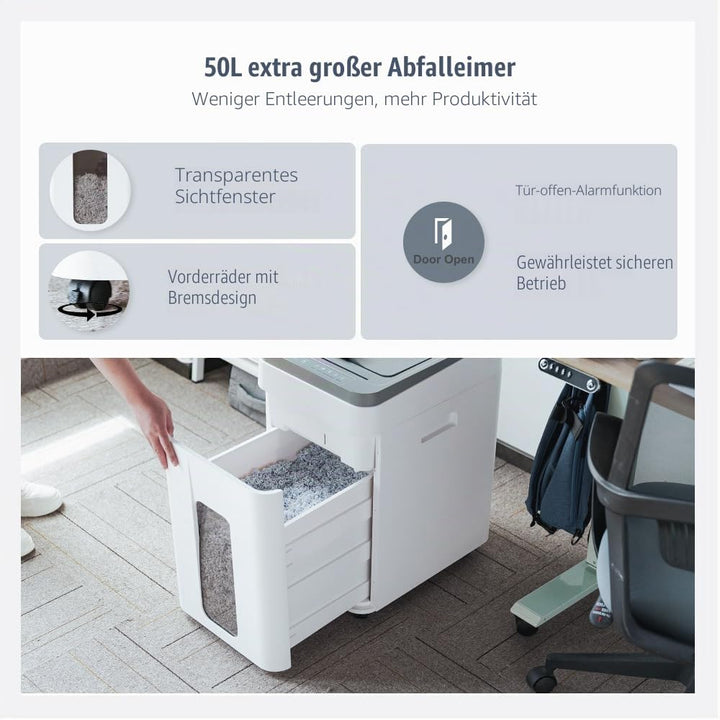 Aktenvernichter Automatischer Einzug Professionell: P5 Mikroschnitt 400 Blatt Profi Schredder für Pa