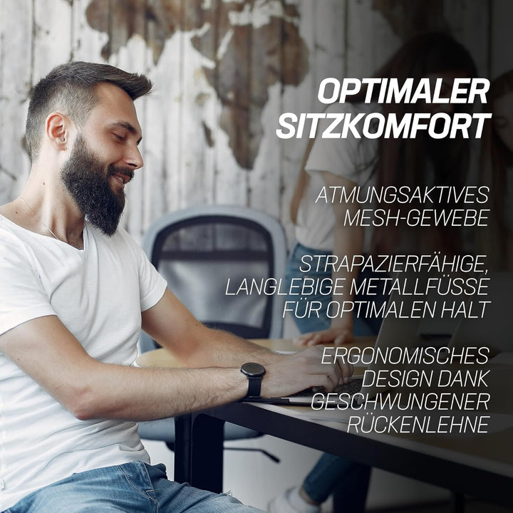 MUWO Director Büro Drehstuhl | ergonomisch & höhenverstellbar | atmungsaktives Mesh-Gewebe | stabile