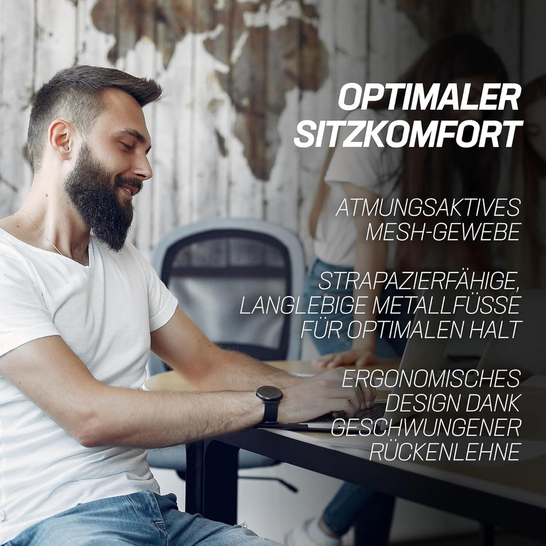 MUWO Director Büro Drehstuhl | ergonomisch & höhenverstellbar | atmungsaktives Mesh-Gewebe | stabile
