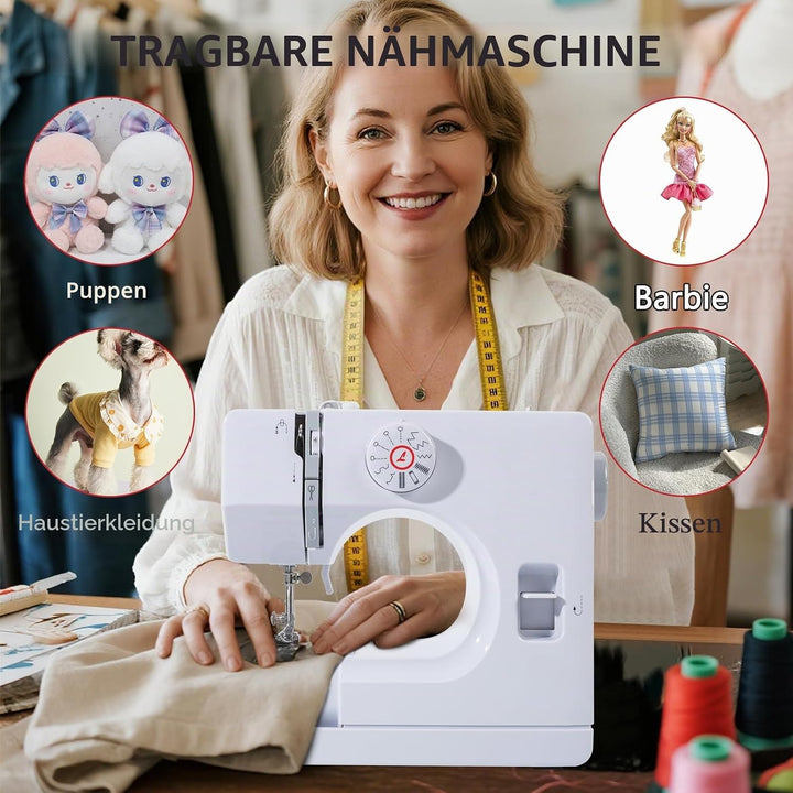 Nähmaschine für Anfänger &amp; Kinder, Kleine nähmaschinen Mit 12 Stichprogrammen, Mini Sewing Machine T