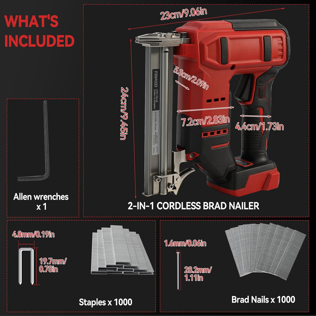 18GA schnurloser Heftgerät kompatibel mit Milwaukee M18, bürstenloser Schmalkronen-Heftgerät mit 100