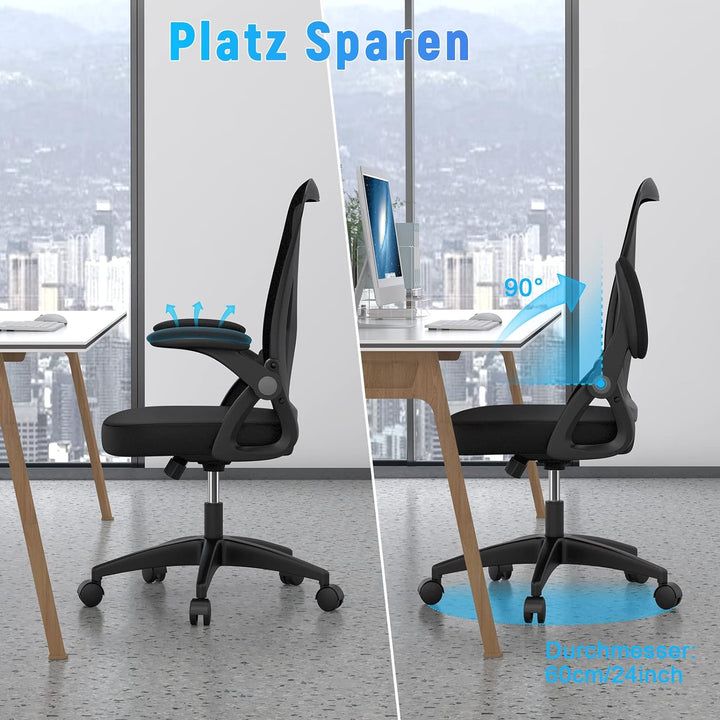 rattantree Bürostuhl, Ergonomischer Schreibtischstuhl mit Lendenwirbelstütze, Verstellbare Armlehnen