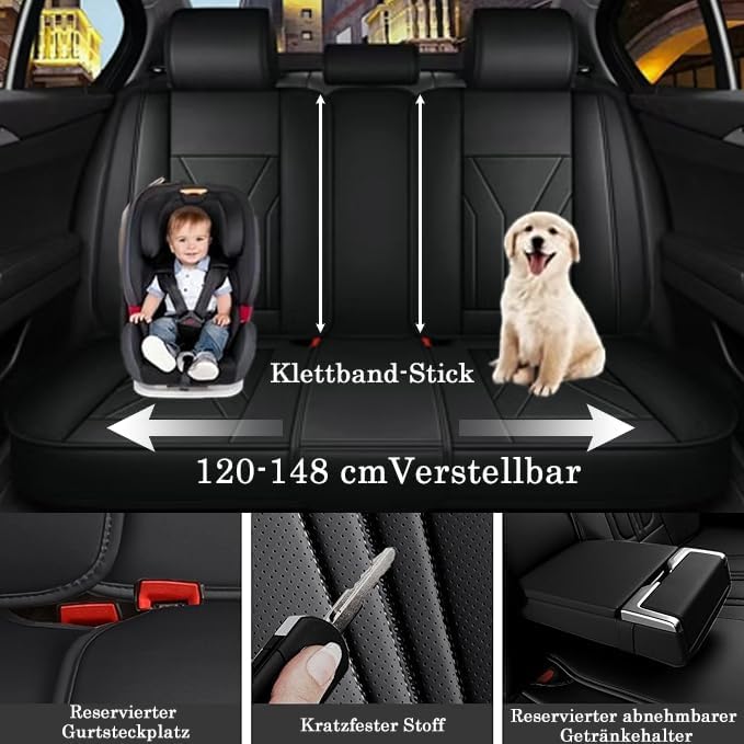 Wasserdicht Autositzbezüge Komplettes Set, Universell Passend Für 95% SUVs Car,Comfortable Wear-Resi