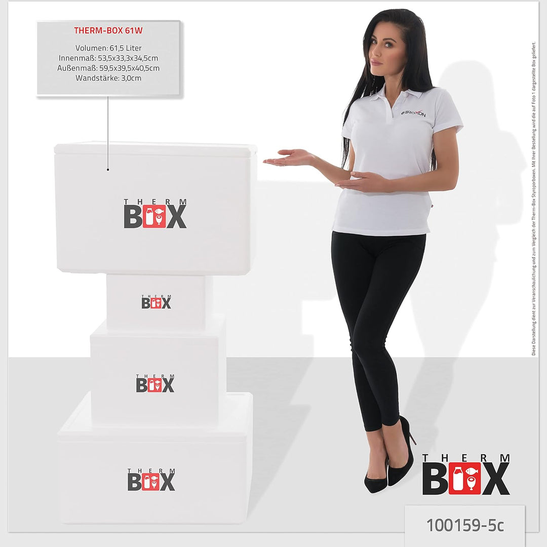 THERM BOX Styroporbox gross mit Kühlakku für Kühlbox Transportbox Thermobehälter Wiederverwendbar 61