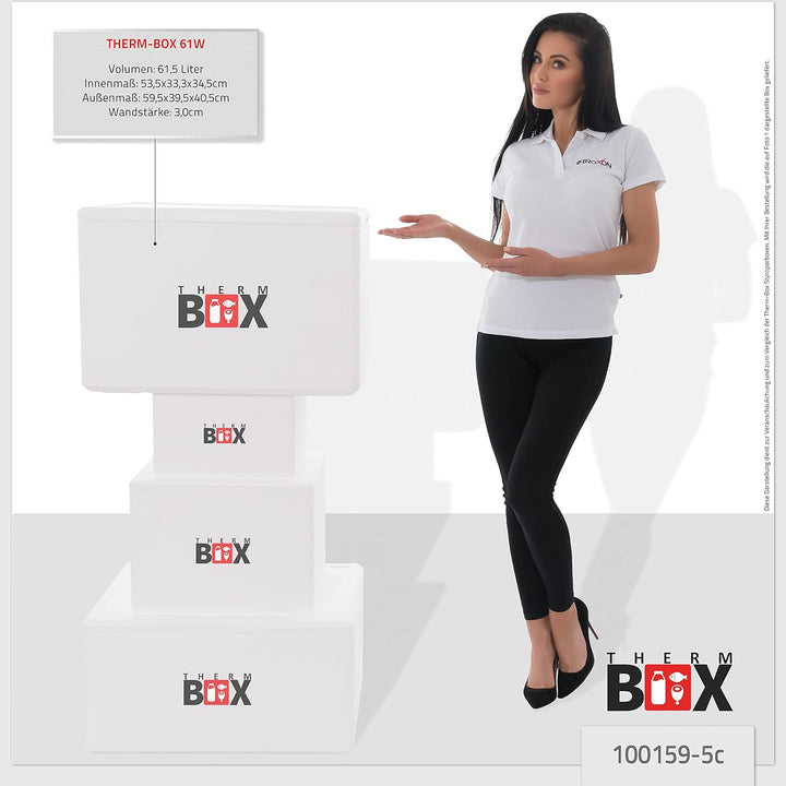 THERM BOX Styroporbox gross mit Kühlakku für Kühlbox Transportbox Thermobehälter Wiederverwendbar 61