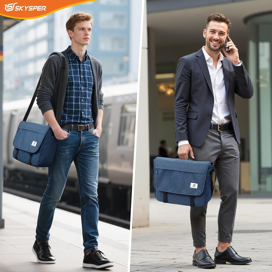SKYSPER URBANX15 Messenger Bag mit RFID-Schutz 15,6-Zoll-Laptoptasche Umhängetasche gross für Herren