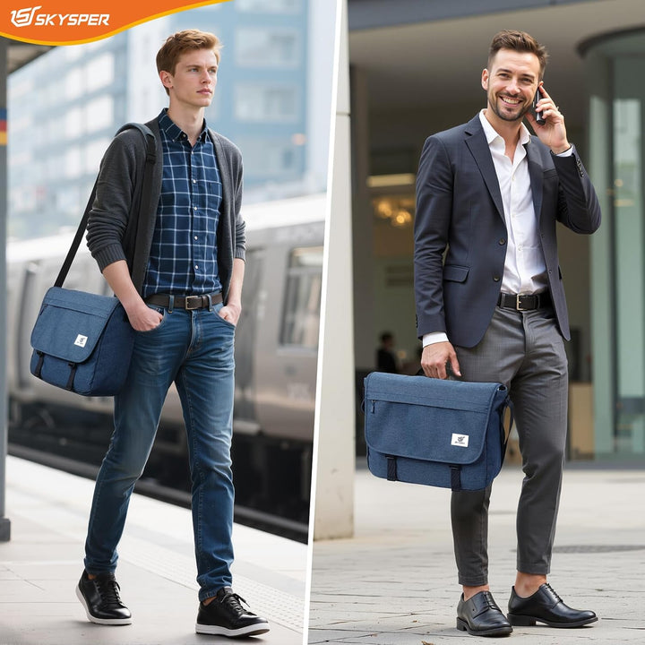 SKYSPER URBANX15 Messenger Bag mit RFID-Schutz 15,6-Zoll-Laptoptasche Umhängetasche gross für Herren