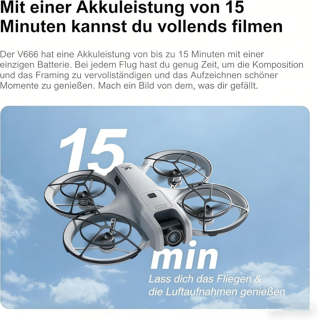 RC Drohne mit Dual Kamera, Propellerschutz für mehr Sicherheit, LED Beleuchtung – Bürstenloser Motor