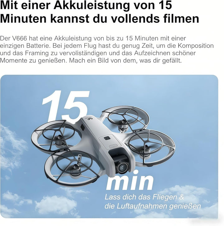 RC Drohne mit Dual Kamera, Propellerschutz für mehr Sicherheit, LED Beleuchtung – Bürstenloser Motor