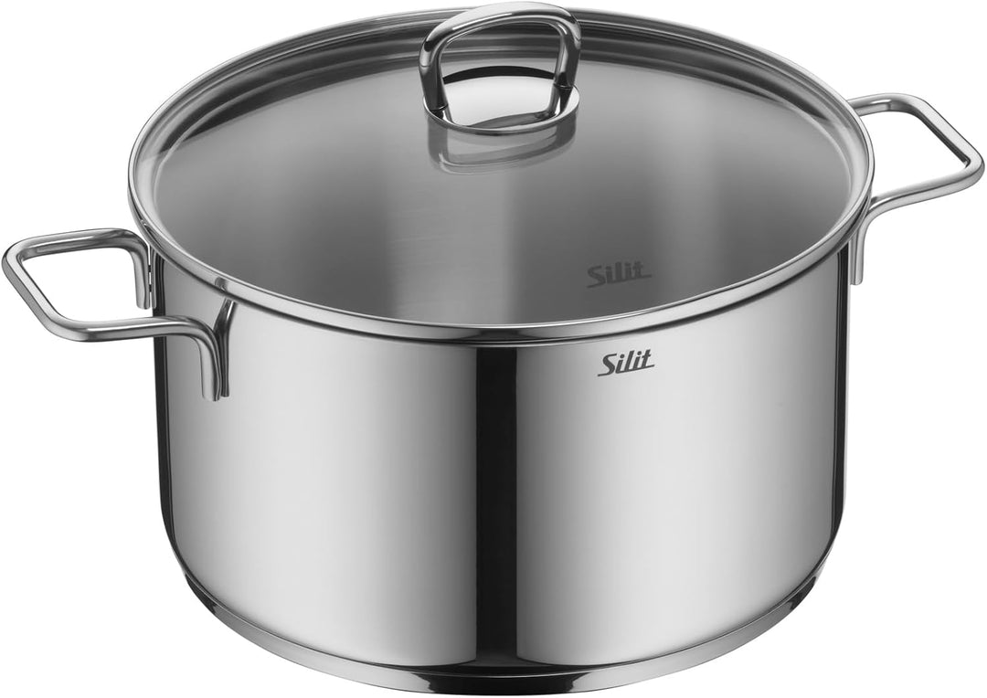 Silit Alicante Topfset Induktion 4-teilig, Kochtopf Set mit Glasdeckel, Edelstahl poliert, Induktion