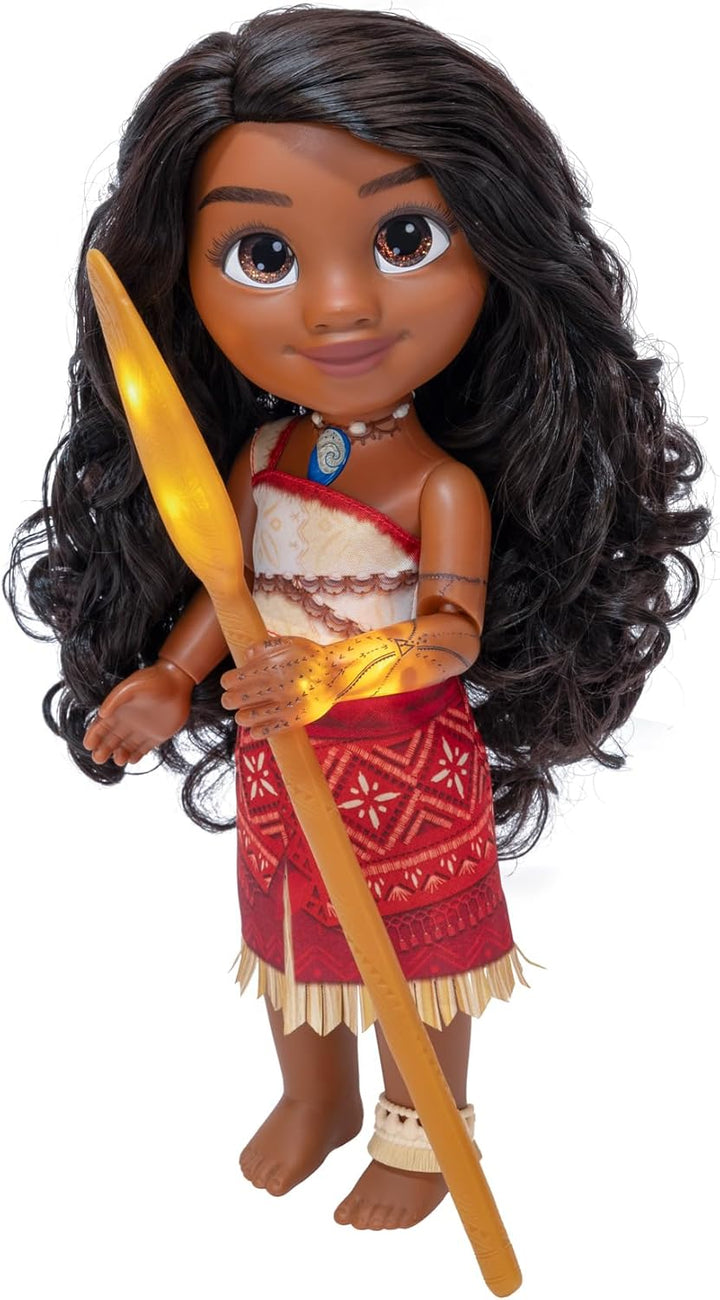 Disney Vaiana 2 Sängerin Vaiana 35 cm Puppe mit Ruder, Offiziell Jakks Pacific, Beinhaltet EIN leuch