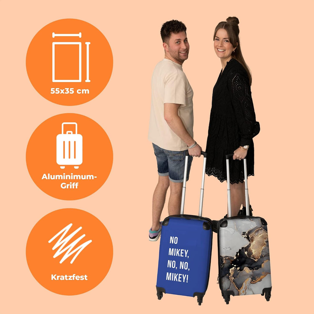 NoBoringSuitcases.com® Koffer Handgepäck Trolley Rollkoffer Kleine Reisekoffer mit 4 Rollen - Zitate