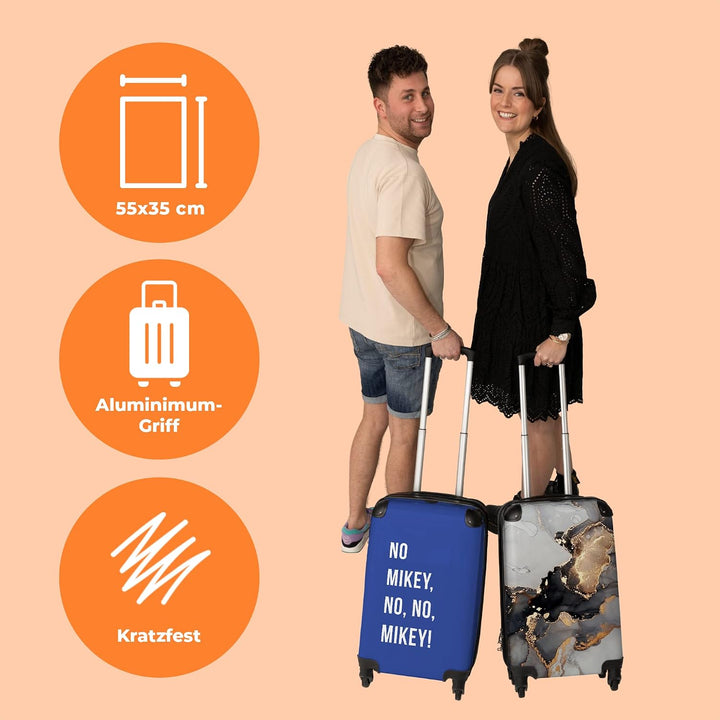 NoBoringSuitcases.com® Koffer Handgepäck Trolley Rollkoffer Kleine Reisekoffer mit 4 Rollen - Zitate