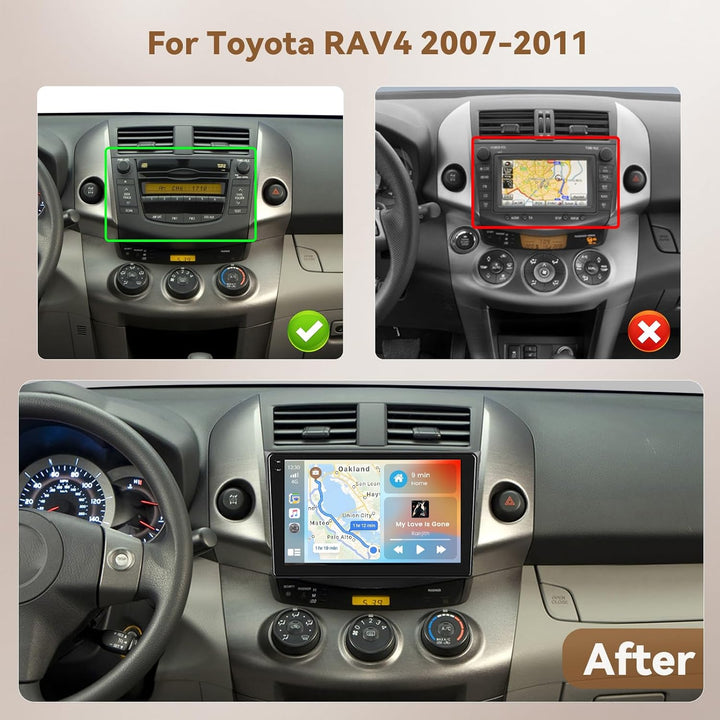 Hikity Android 15 4+64G Autoradio für Toyota RAV4 2007-2011 mit 9 Zoll Incell Touchscreen, Autoradio