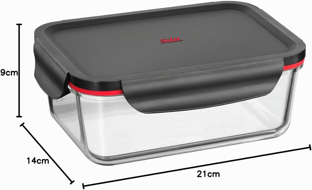 Silit Storio Vorratsdose 21 x 14 cm, Glas, Vorratsglas, luftdichter Aroma-Deckel, Frischhaltedose zu
