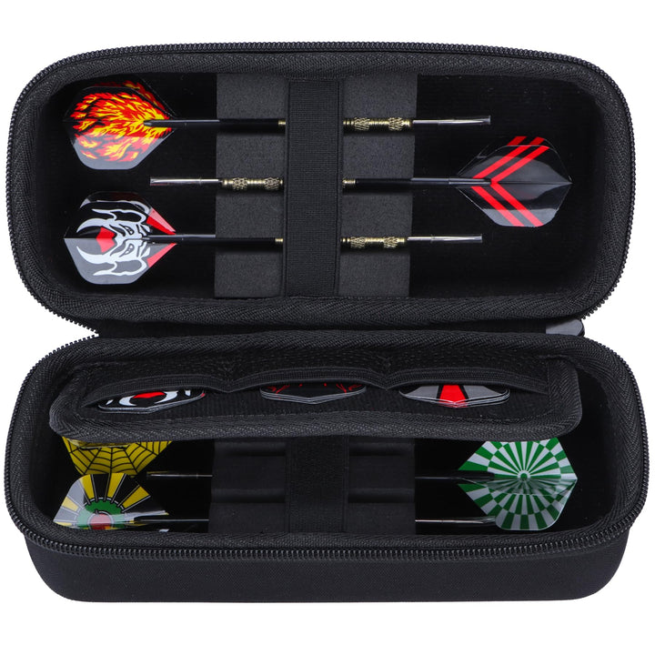 Hart Hülle Dartpfeile Etui für 6 Stück Steeldarts oder weiche Spitze Darts,eingebaute Speicher Rohre