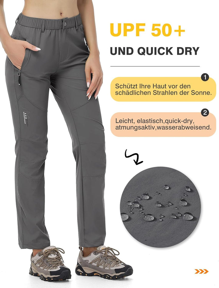 Damen Outdoor Wanderhose Quick Dry Campinghose Ultraleichter Verschleissfester UV-Schutz Atmungsakti