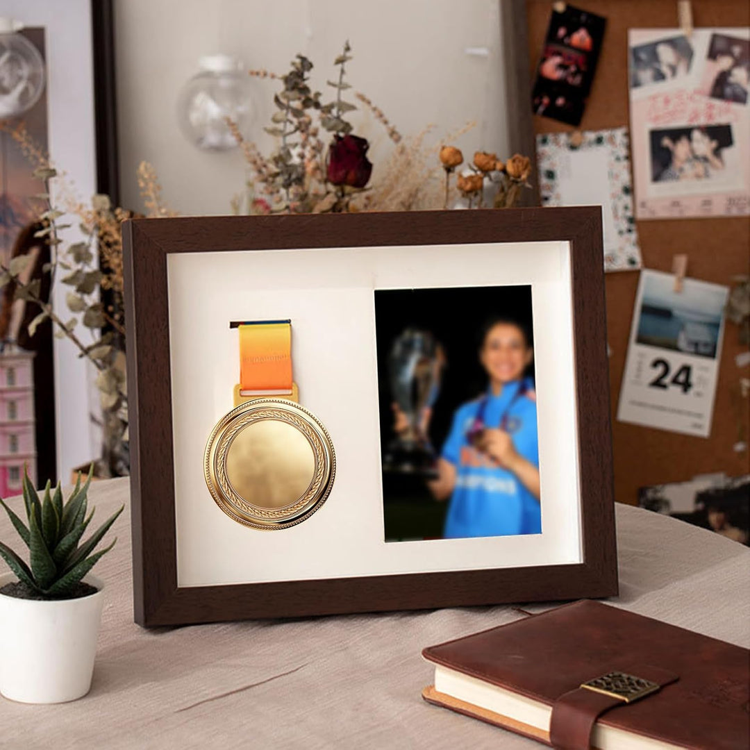 Medaillenrahmen Medaillen Präsentationsrahmen Medal Vitrine Fotorahmen aus Holz für Läufer, Marathon