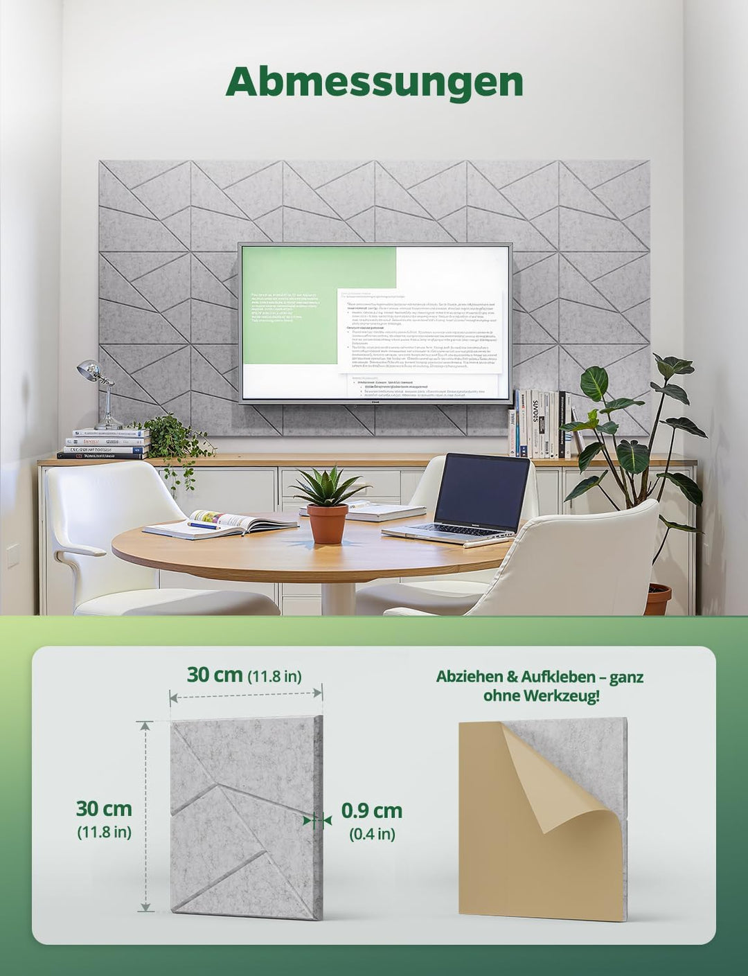 18 Stück Akustikplatten Selbstklebend, Akustik Schallabsorber Panels für Wand &amp; Gaming Zimmer mit Li