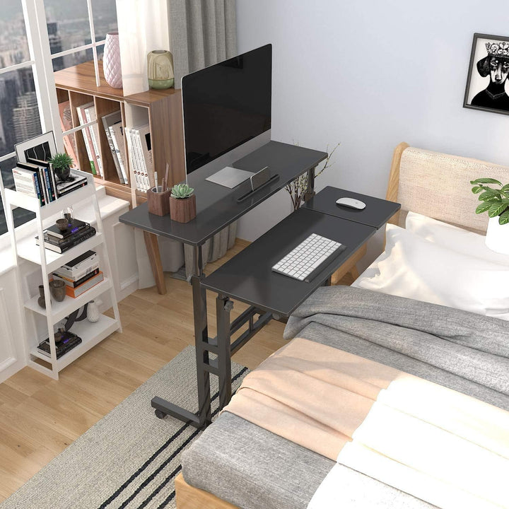 sogesfurniture höhenverstellbar Computertisch Laptoptisch mit Rollen, Mobiler Schreibtisch PC Tisch