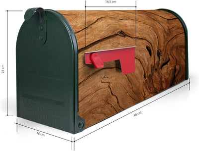 banjado® Amerikanischer Briefkasten - US Mailbox/Letterbox mit Motiv Trockenes Holz 51x22x17cm - Pos