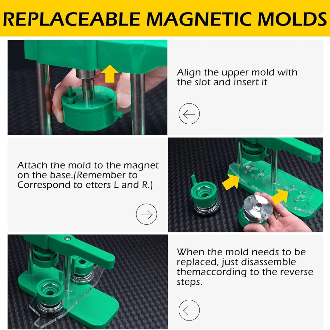 Dyna-Living Buttonmaschine Abzeichen Button Maker 25mm/0.98in, DIY Badge Press Machine mit 100 Zubeh