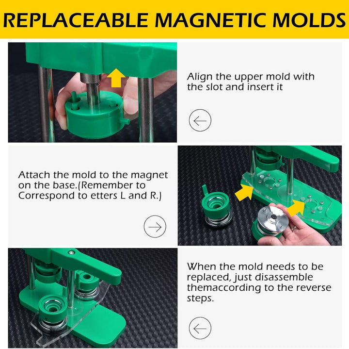 Dyna-Living Buttonmaschine Abzeichen Button Maker 25mm/0.98in, DIY Badge Press Machine mit 100 Zubeh