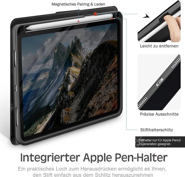 KingBlanc iPad Mini 6 Hülle 2021 8,3 Zoll, Veganes Leder Schutzhülle mit Stifthalter, Auto Schlaf/Wa