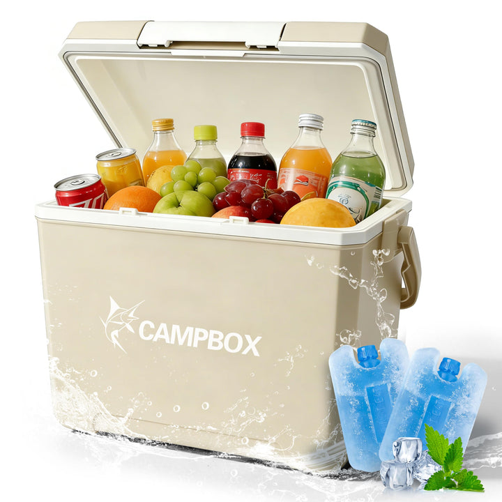 JONRRYIN Kühlbox, Passiv-Kühlbox 24 Liter Bis zu 12 Std. Kühlung, Mobile Cooler Box mit 2 Kühlakkus,
