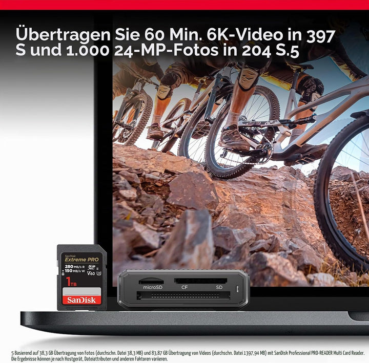 SanDisk Extreme PRO SDXC UHS-II Speicherkarte V60 64 GB (280 MB/s, 6K, 4K UHD, U3, C10, Rescue PRO D