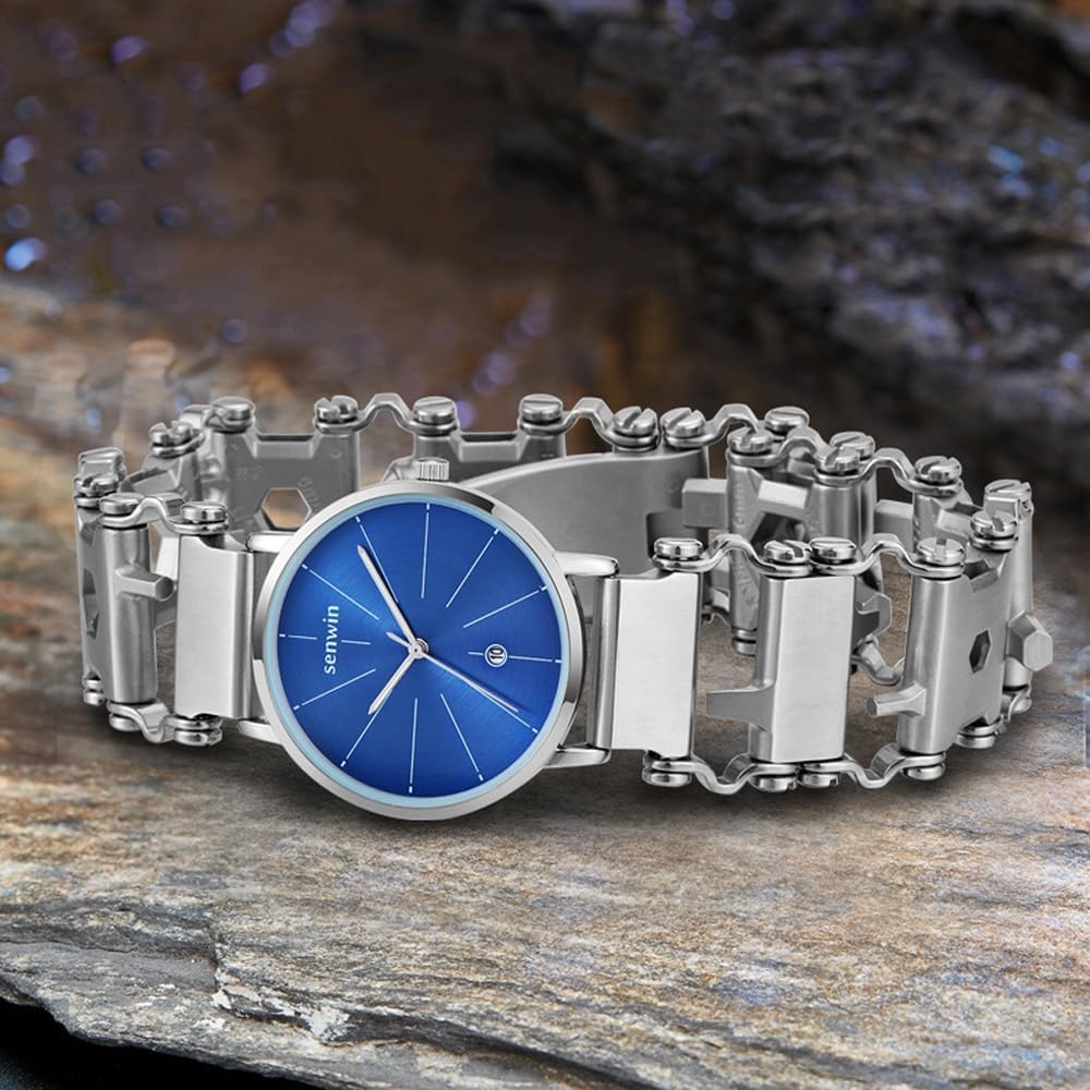 Multitool-Armband für Herren – 29-in-1-Multifunktionsarmband aus Edelstahl, reisefreundlich, geeigne