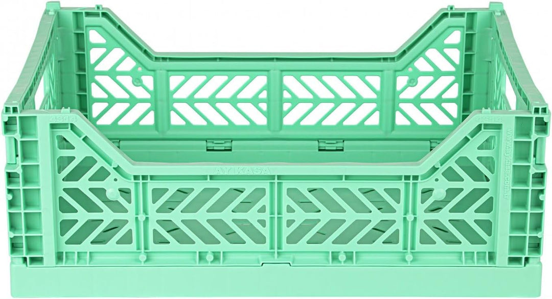 AYKASA Klappkiste, stabile Faltkiste aus Kunststoff, stapelbar, Mint, Midi (40x30x14cm) Mint Midi (4