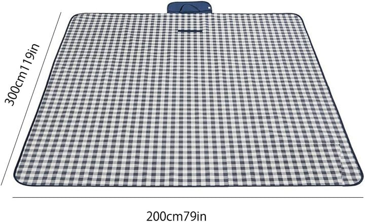 Picknickdecke Wasserdicht Strandmatte 300 x 200 cm | Blau,Tragegriff,Tragbar,Strand,Camping, Park