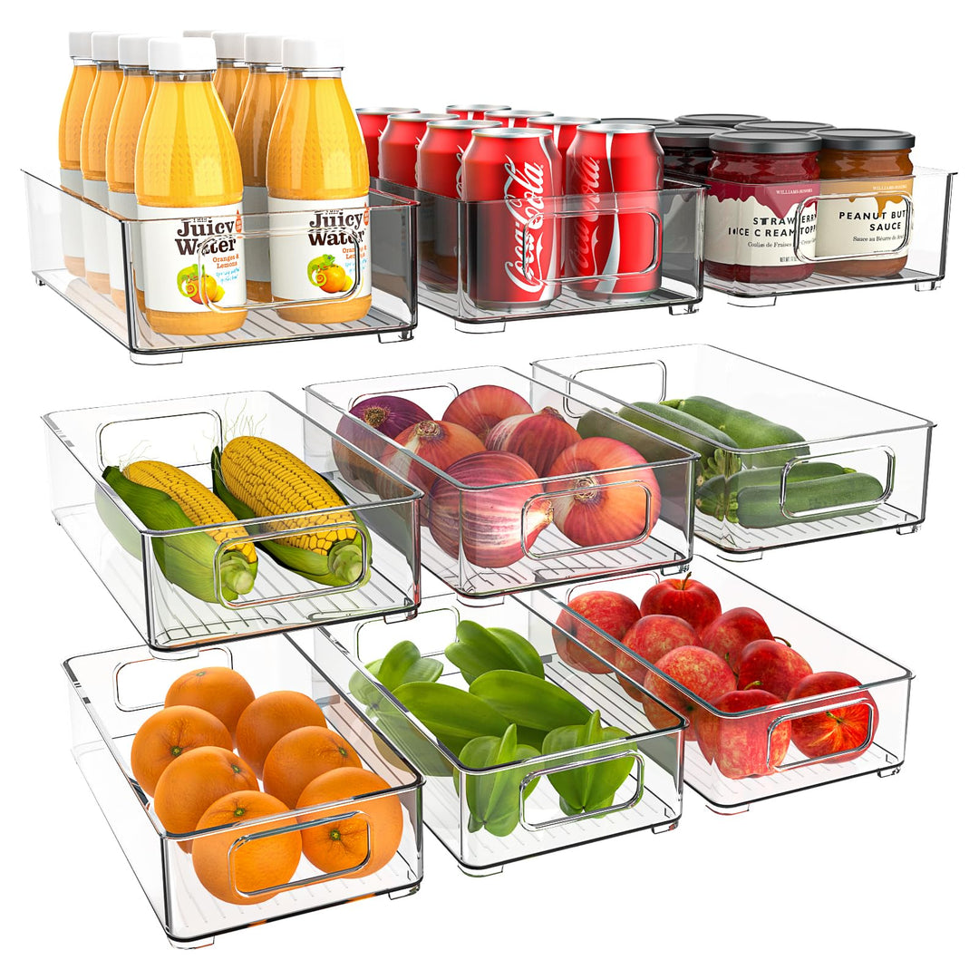 Diwoker Kühlschrank Organizer Stapelbar, Aufbewahrungsbox Küche Organizer, Speisekammer Vorratsbehäl