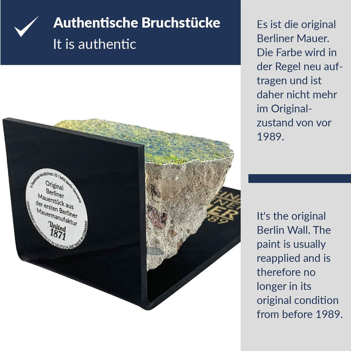ORIGINAL Berliner Mauer-Stein | authentisches Stück mit Echtheitszertifikat | Handarbeit direkt aus