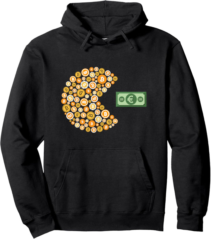 Bitcoin Kryptowährung Kyrpto BTC frisst Euro Pullover Hoodie