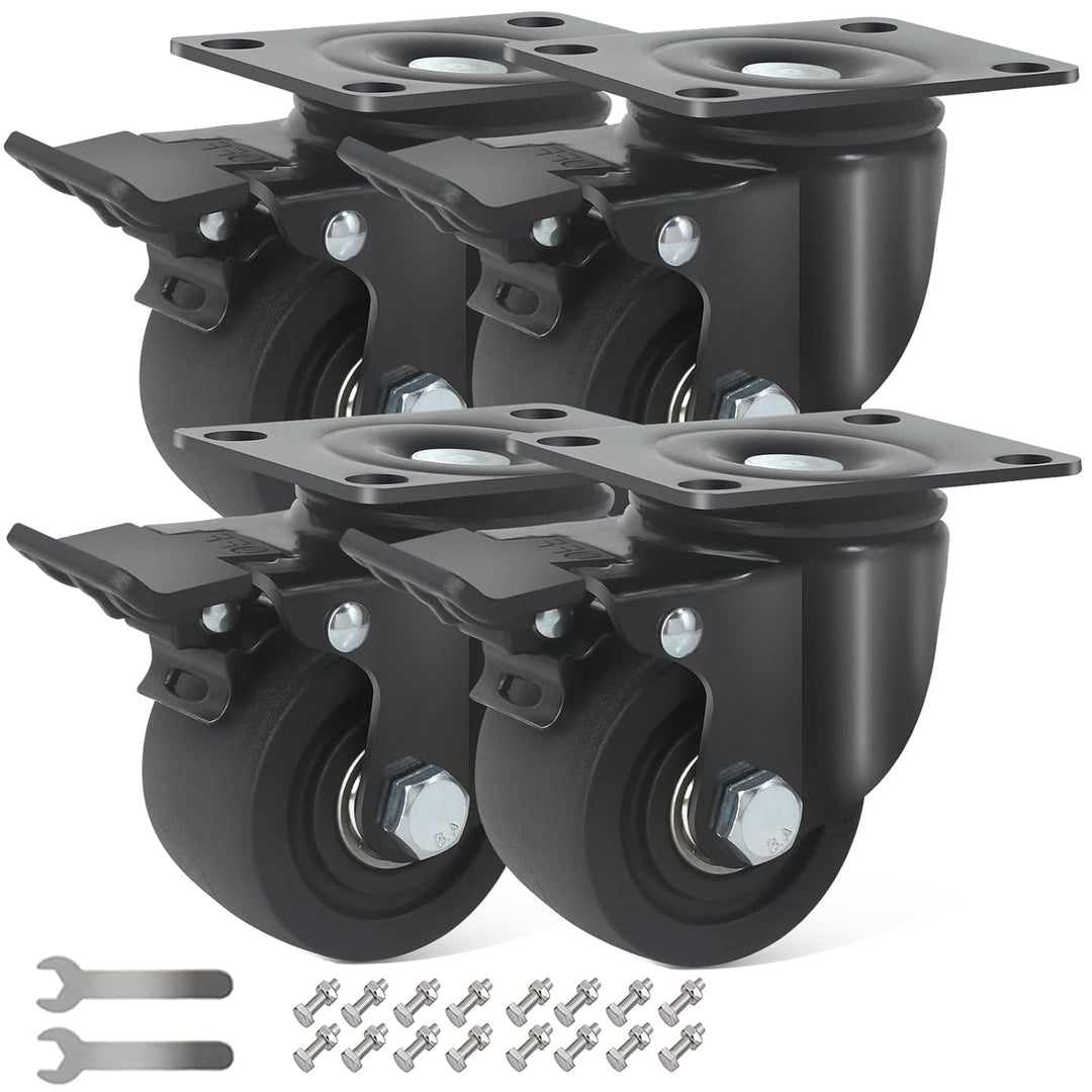 RRIUTO Schwerlastrollen bis 2000KG, 75MM Lenkrollen Niedriger Schwerpunkt Schwarz Transportrollen Mö
