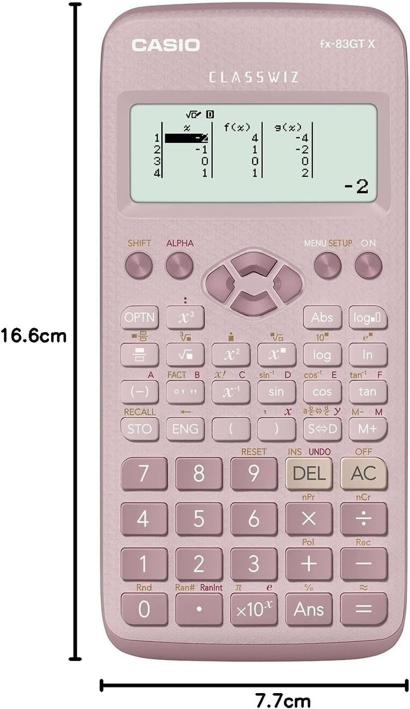 Casio FX-83GTX Wissenschaftlicher Taschenrechner, Rosa Einzelbett Single, Einzelbett Single