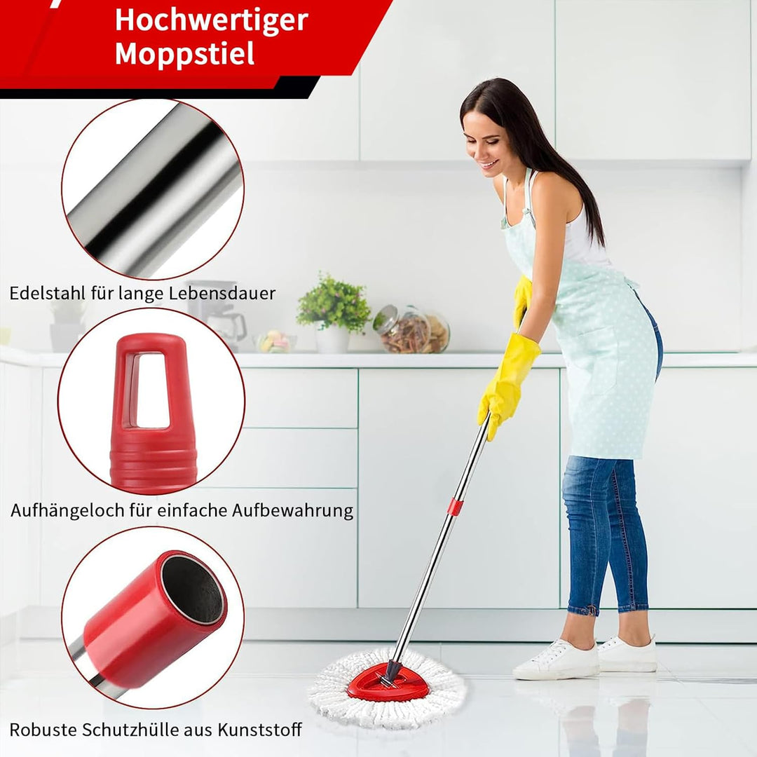 Spin Mop Set Kompatibel mit Vileda Turbo 2in1 EasyWring&Clean,1 Griff + 1 Base Grossartig für Wischm
