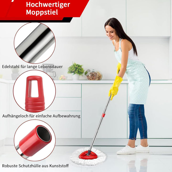 Spin Mop Set Kompatibel mit Vileda Turbo 2in1 EasyWring&Clean,1 Griff + 1 Base Grossartig für Wischm