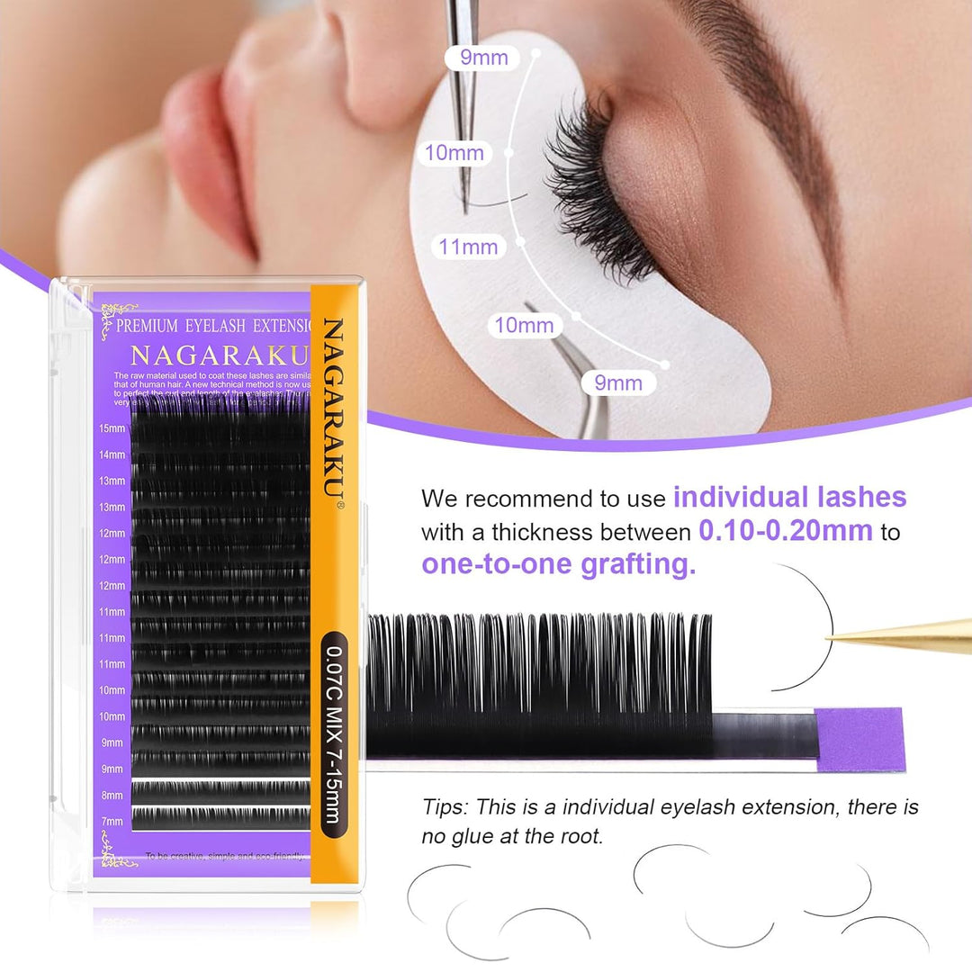 NAGARAKU 5 Kartons Einzelwimpern 1:1 Individuelle Wimpern Volumenwimpern Klassische Wimpernverlänger